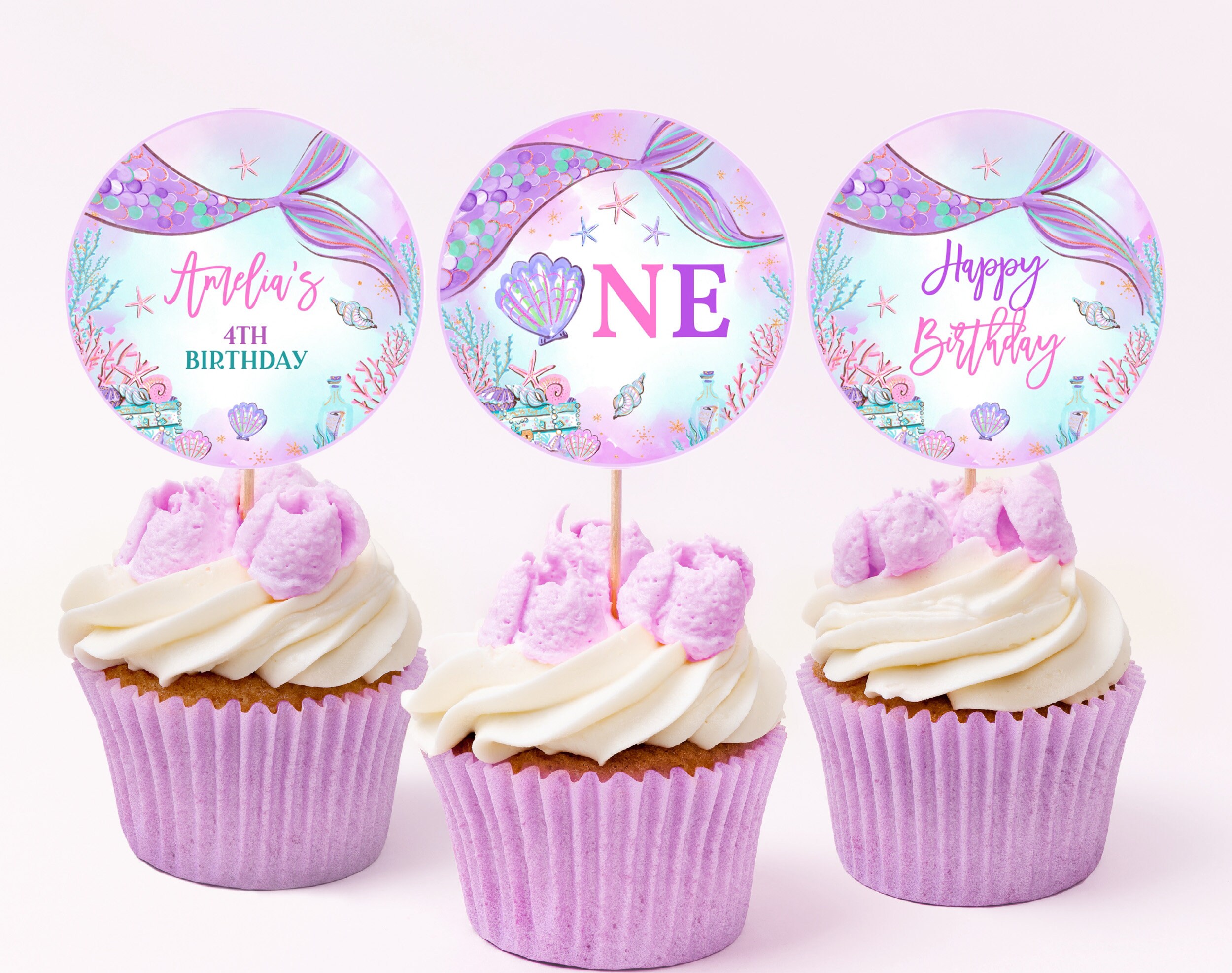 EDIBLE Barbie Mermaids Birthday Wafer Personalized Cake Topper 7.5 (uncut)