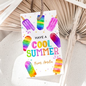 Have a Cool Summer Popsicle Geschenkanhänger Ende des Schuljahres Favor Tags Letzter Tag der Schulfreundin Klasse Vorschule Studenten Gefrierschrank Printable HL27