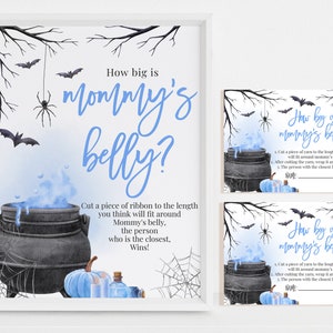 A Baby is Brewing Table Sign Guess How Big Mommy&#39;s Belly Is Game Boy Halloween Baby Shower Poster Witch Gender Neutral Party Printable BS66B