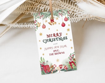 Christmas Party Favor Tags Winter Holiday Gift Tags Classic Christmas Dinner Brunch Cocktail Tea Party Thank You Tags Printable Labels BS31
