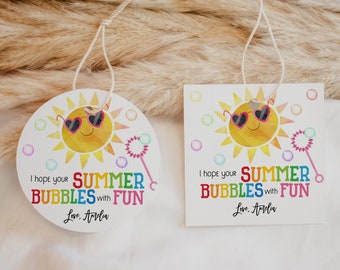 I Hope Your Summer Bubbles with Fun Tag Last Day of School Favor Tags End of School Year Gift Tags Preschool Class Teacher Printable HL27