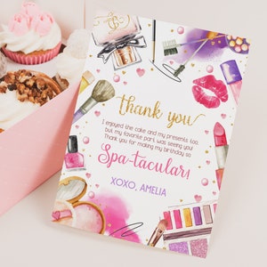 Spa Party Dankeskarte Mädchen Make Up Slumber Party Dankeschön Hinweis Verwöhnparty Tween Maniküre Pediküre Sleepover Glam Mani Printable BT70