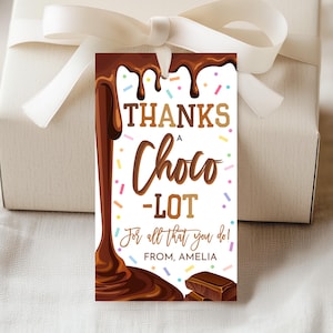 Chocolade Teacher Appreciation Week Cadeaukaartjes Thanks A Choco-Lot School Klas Klas Personeel Medewerker Candy Bar Bedankkaartjes Afdrukbaar TE01E