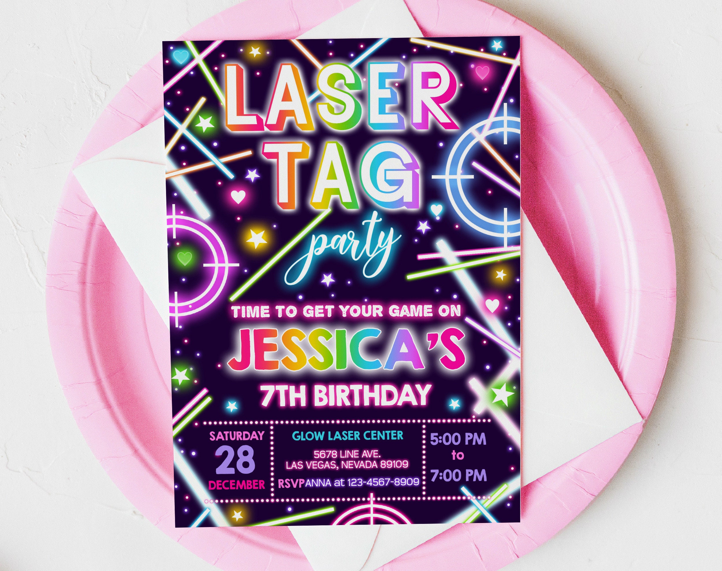 EDITABLE Laser Tag Party Invitation Birthday Invites Pink Etsy Australia