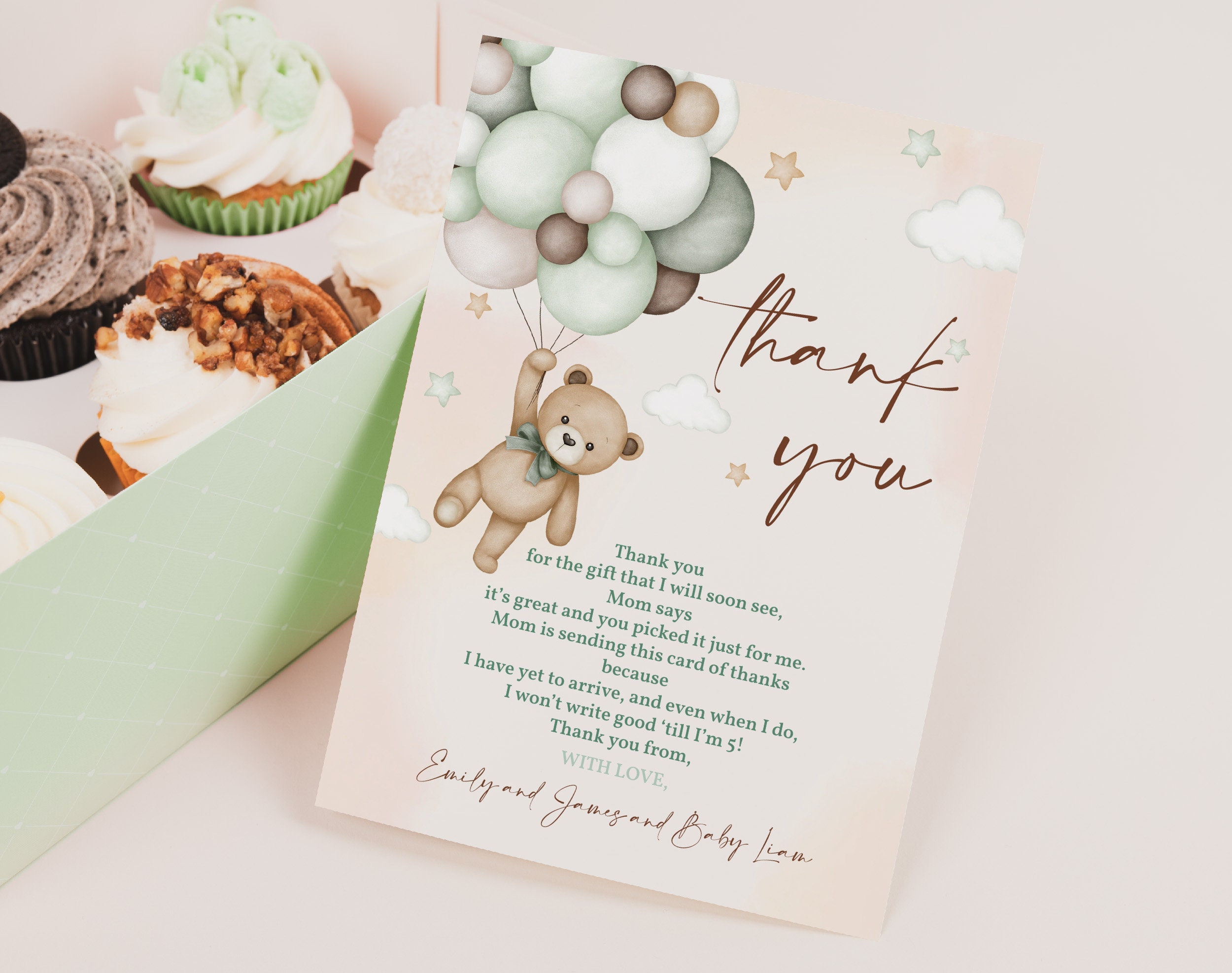 Party Favor Cards 24 Pack Baby Shower Thank You Cards - Green Baby Cloth  Design With Envelopes Thank You Cards With Envelopes Baby Shower, image size:2500x1975