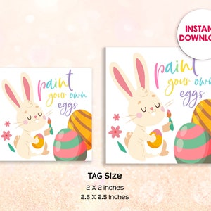 Etiqueta de biscoito para pintar seus próprios ovos de Páscoa PYO Embalagem comercial Presente Isca de coelho Adesivo Favor Etiqueta Produtos Download instantâneo Imprimível HOL024
