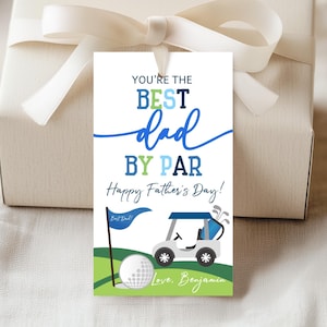 Best Dad By Par Happy Father's Day Gift Tag Golf Cookie Favor Tags Sports Golfer Golfing Ball Cart Papa Grandpa Grandfather Printable FA02B
