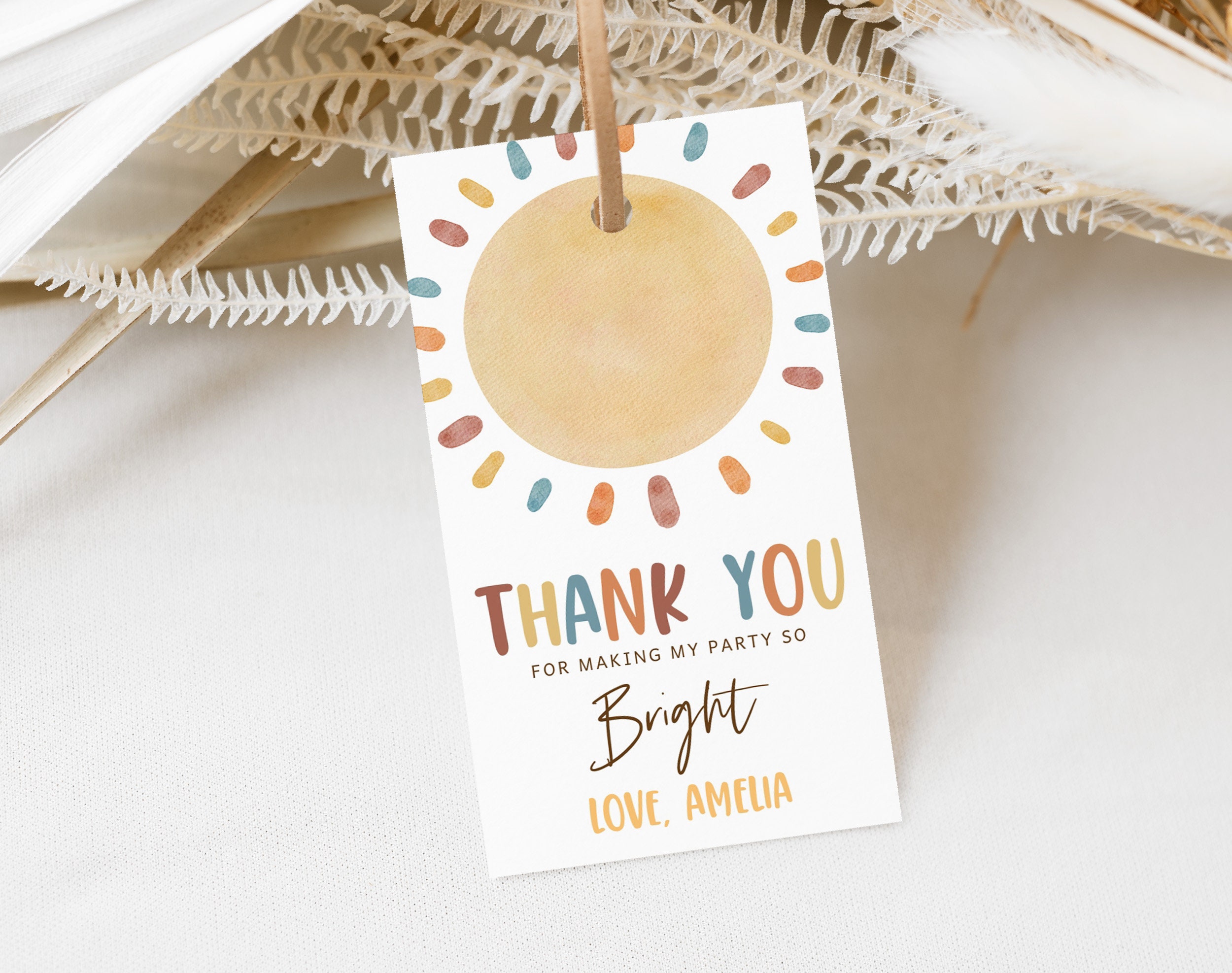 Sunshine Birthday Thank You Tags Boho Sun Baby Shower Favor Tags 1st ...