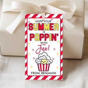 Hope Your Summer is Poppin' with Fun Popcorn Cadeaukaartje Einde schooljaar Bedankkaartjes Kinderen Leraar Klas PTO Afdrukbare PTA SU05R
