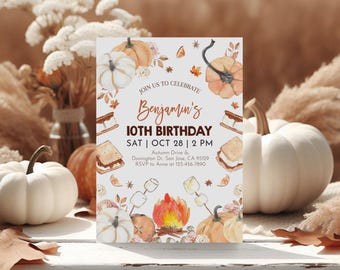 S'mores Birthday Invitation Backyard Camping Smore Fun with Friends Bonfire Party Invite Fall Rustic Outdoor Campfire Smores EDITABLE AT43O