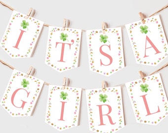 Striscione per baby shower di San Patrizio, ghirlanda arcobaleno con trifoglio e trifoglio, decorazione per feste con piccolo portafortuna, accessorio fotografico irlandese MODIFICABILE BS49P