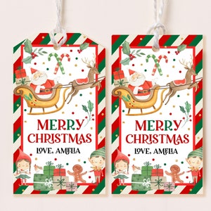 Druckbare Weihnachtsgeschenkanhänger Weihnachtsmann Geschenkanhänger Nordpol Rentier Geschenk Geschenkanhänger Urlaub Etiketten Geschenk für Freund Lehrer Kinder Vorlage HOL035