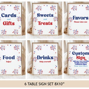 Juego de letreros para mesa de cumpleaños "Pequeño petardo", paquete de pósteres para baby shower con temática de fuegos artificiales del 4 de julio, decoración patriótica para fiestas, imprimible AS51R AT85R