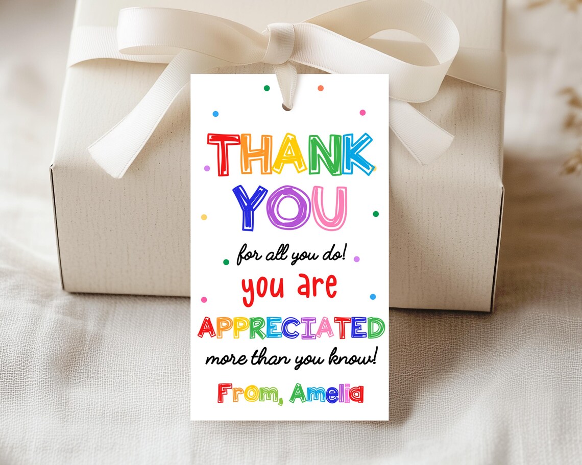 Thank You for All You Do Tag, Teacher Appreciation Tags, Preschool ...