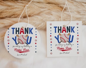 Etiquetas de recuerdo para baby shower de béisbol, etiquetas de agradecimiento de cumpleaños de softbol, decoración para fiesta deportiva de niño, regalo para el novato del año All Star, imprimible BS45 BT68