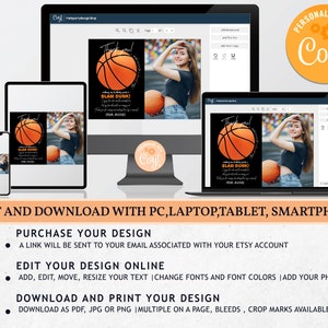 Basketball Photo Thank You Card Boy Girl Birthday Party Sports Team All ...