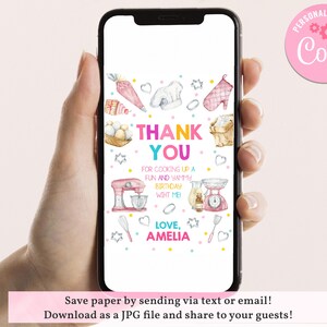 Baking Birthday Thank You Card Girl Chef Pink Cooking Party Thank You ...