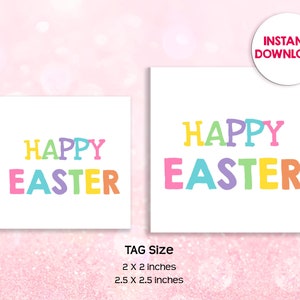 Easter Cookie Tag Pastel Day Favor Label Teacher Thank you Bunny Ears Daughter Sticker BOHO Decor Digital Instant Download Printable HOL024