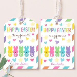 Etiqueta de Páscoa EDITÁVEL para minha festa de biscoitos favoritos, lembrancinha para colegas de trabalho, presente de feliz primavera, coelho, cesta de guloseimas, etiqueta personalizada HOL024