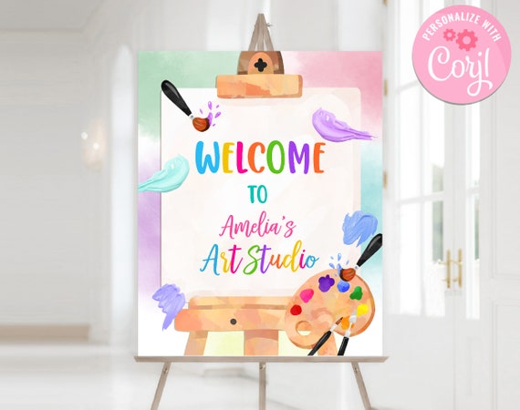 Art Party Signs, Art Welcome Sign, Art Birthday Party Decorations, Coloring  Party, Paint Party, Art Printable, Rainbow Party, Art Studio 
