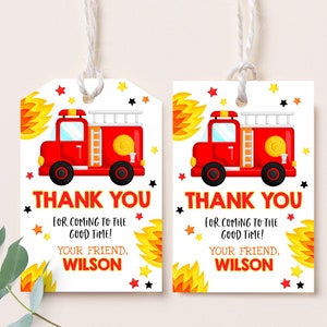 Étiquettes-cadeau de camion de pompier 1er anniversaire de garçon des cadeaux de fête pompier pompier
