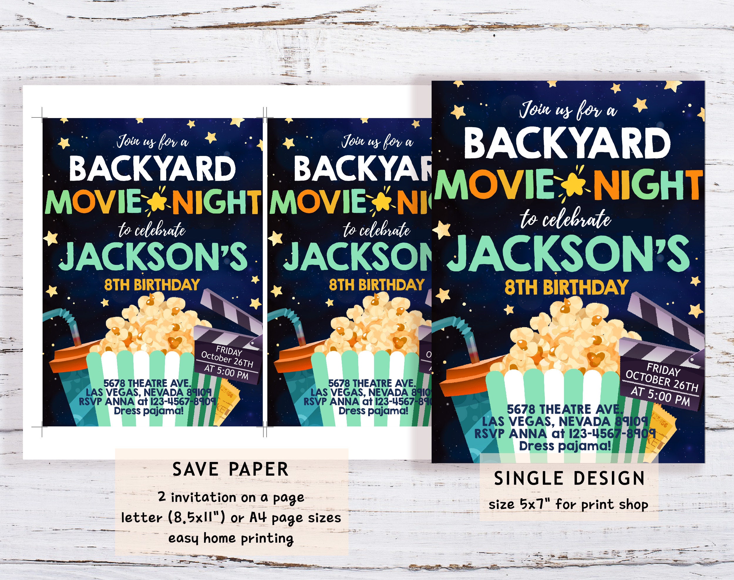 Backyard Movie Night Invitation Outdoor Movie Birthday Party | Etsy