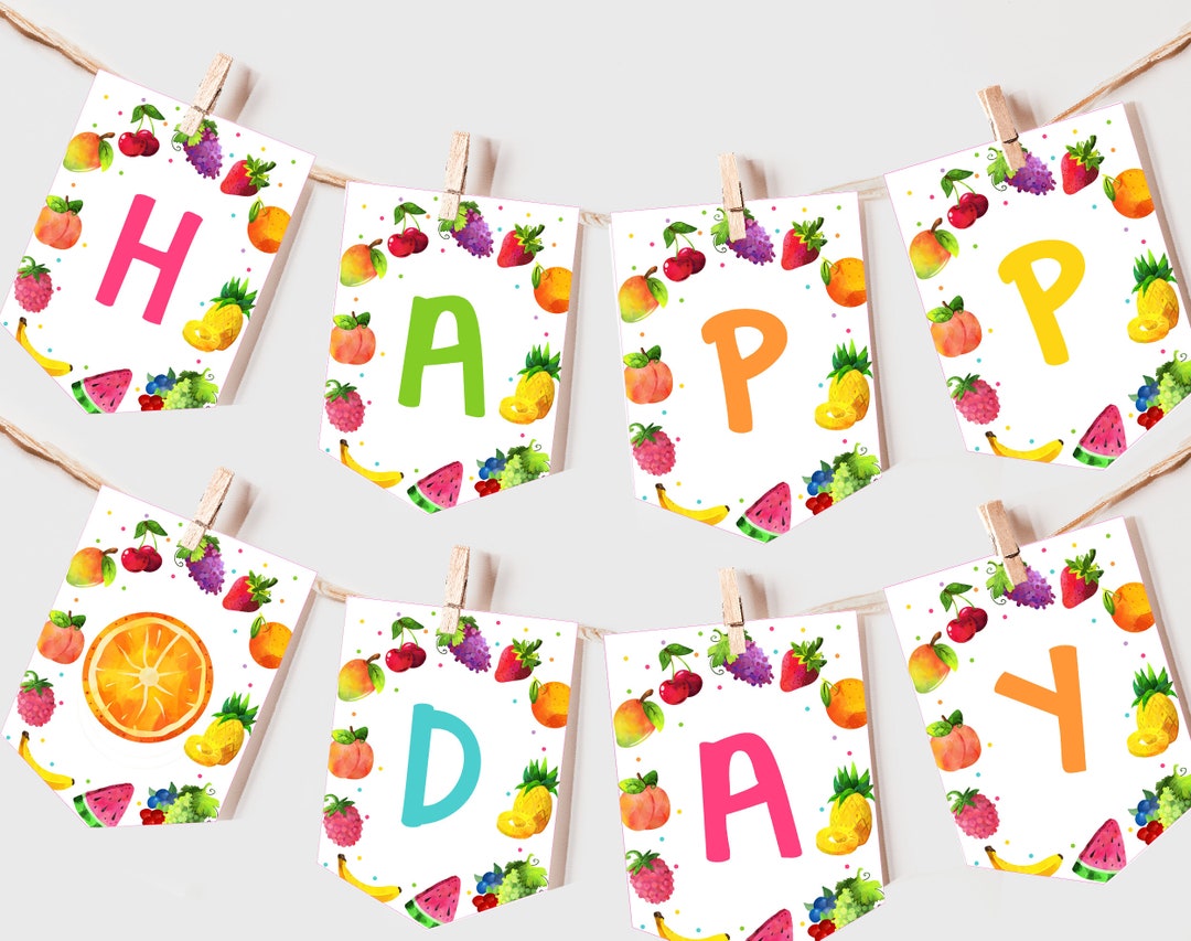 Twotti Frutti Birthday Banner Girl 2nd Birthday Decor Tropical Summer ...