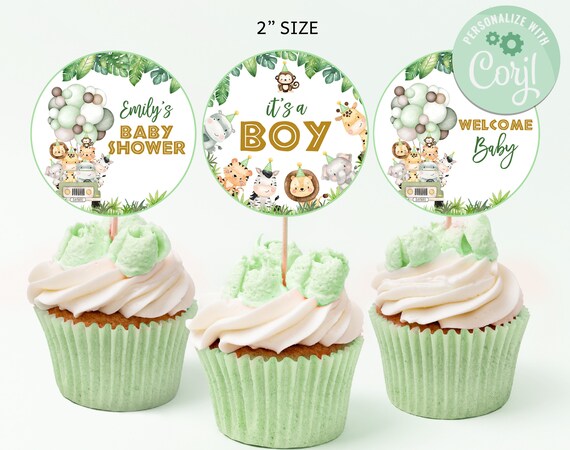 18-Pack Green Glitter Chameleon Cupcake Toppers - Baby Shower & Birthday Party Decor