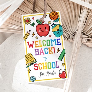 Etiqueta de volta às aulas Etiquetas de presente para professores Etiquetas de lembrança do primeiro dia de aula Etiquetas de boas-vindas de volta às aulas Classe de amigos Aluno da pré-escola Imprimível HL27