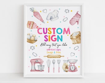 Baking Party Custom Table Sign Bakery Poster Patisserie Girl Baker Banner Kitchen Theme Cake Decor Digital Instant Download Editable BTD055