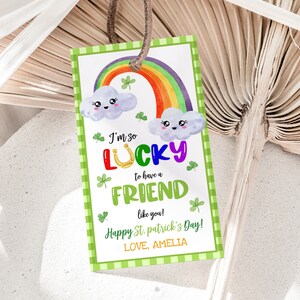 St Patricks Day Card Shamrock Rainbow Gift Tag Lucky To Have You Friend Kids Teacher Appreciation Thank You Tags Printable Favor Labels HL39