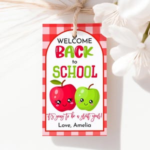 Welcome Back to School Gift Tags Apple First Day of School Favor Tag Teacher Classroom Student Class Classmate PTA PTO New Printable TE02P