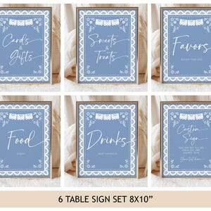Cielito Lindo Table Signs Set Mexican Baby Shower Poster Bundle Blue Talavera Baptism Party Decor Papel Picado Barro Printable AS42B BP01B