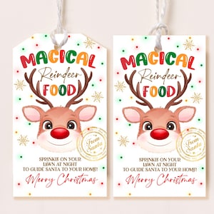Magical Reindeer Food Tags Christmas Eve Traditions Favor Tags Reindeer Sprinkle Tag Kids Christmas Gift Tags Printable Stickers HOL035