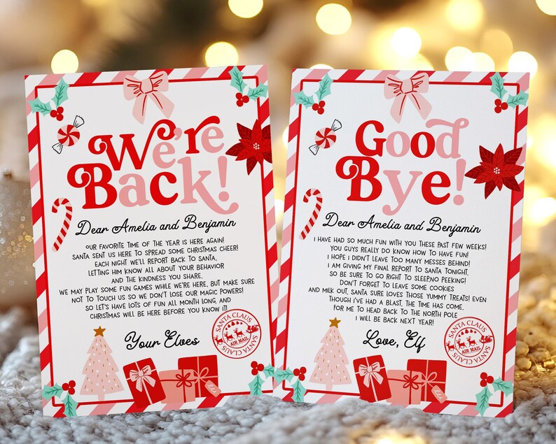 Elf Letter Set, We're Back Elf Letter, Goodbye Elf Letter Kit, Elf ...