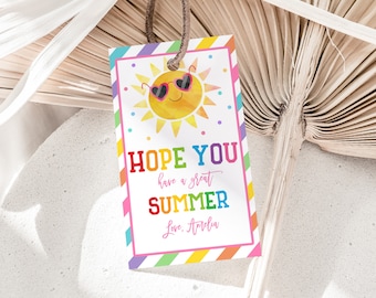 Hope You have a Great Summer Tag Teacher Appreciation Tags End of School Year Last Day of School Thank You Tags Sun Printable Template HL27