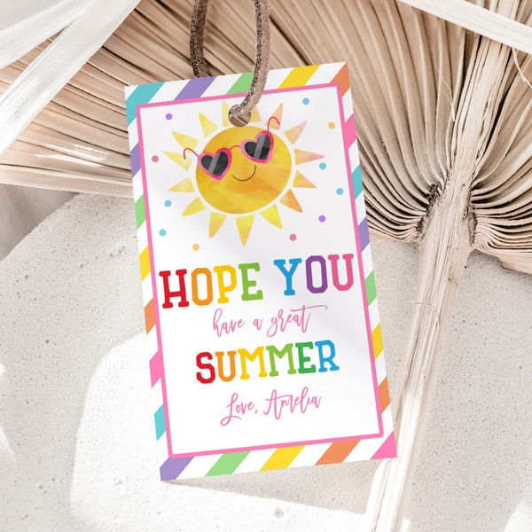 Hope You have a Great Summer Tag Teacher Appreciation Tags End of School Year Last Day of School Thank You Tags Sun Printable Template HL27