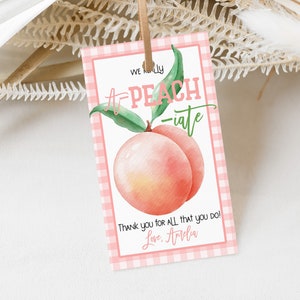 Perzik Waardering Bedankkaartjes We doen echt een PEACH-cadeautje Leraar Waardering Bedankt Tags Personeel Medewerker Verpleegkundige Vrijwilliger Afdrukbare HL27