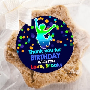Jump Favor Tags Birthday Party Round Square Sticker Trampoline Gift Label Let&#39;s House Bounce Thank you Instant Download Printable BTD034