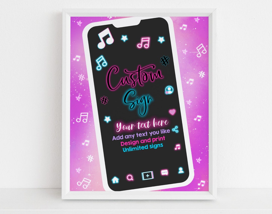 Music Inspired Custom Sign Neon Glow Kids Birthday Table Signs Girl ...