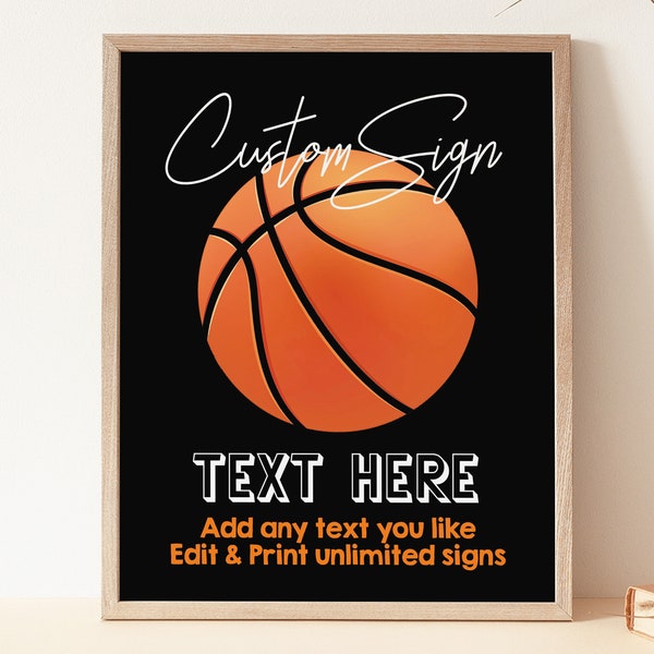 Basketball Custom Signs Birthday Party Table Sign Sports Athletic Poster Table Decor Boy Kids NBA All Star EDITABLE Digital Printable BT13