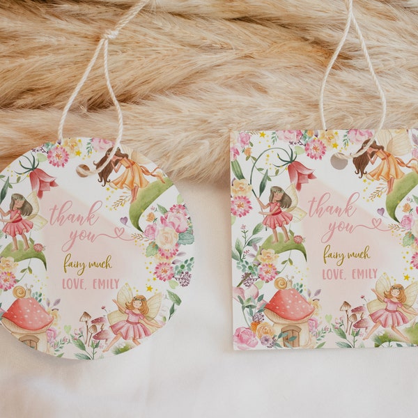 Fairy Favor Tags Magical Baby Shower Thank You Stickers Enchanted Forest Girl Birthday Party Gift Tags Garden Printable Template BS39P AT26P
