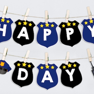 Polizei Geburtstagsbanner Junge 1. Geburtstag Party Dekoration Polizist Girlande Polizist ruft alle Einheiten Cop Auto EDITIERBARE Foto Prop BT29B