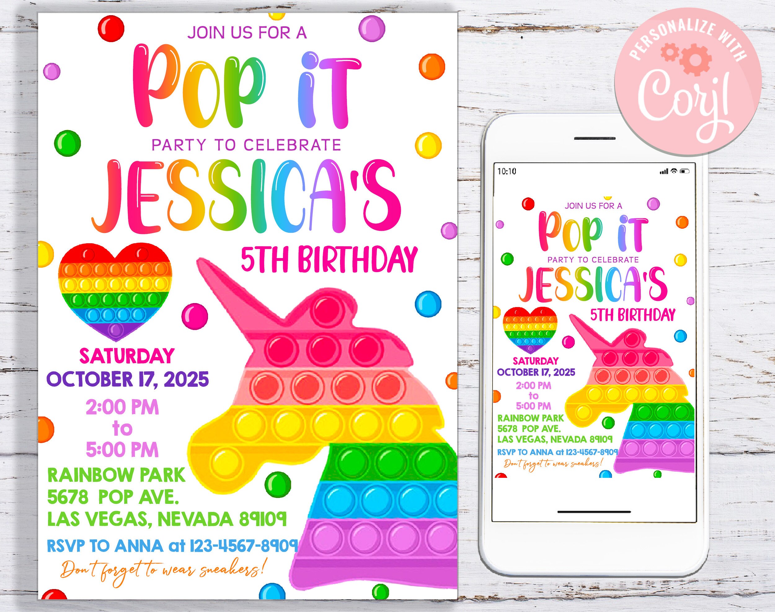 pop-it-invitation-birthday-party-invite-fidget-toy-push-bubble-etsy