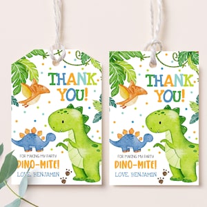 Etiquetas de presente de chá de bebê de dinossauro, decoração para festa de 1º aniversário de menino, etiquetas fofas de dinossauro, etiquetas de agradecimento de animais da selva para impressão BS38B BT16B