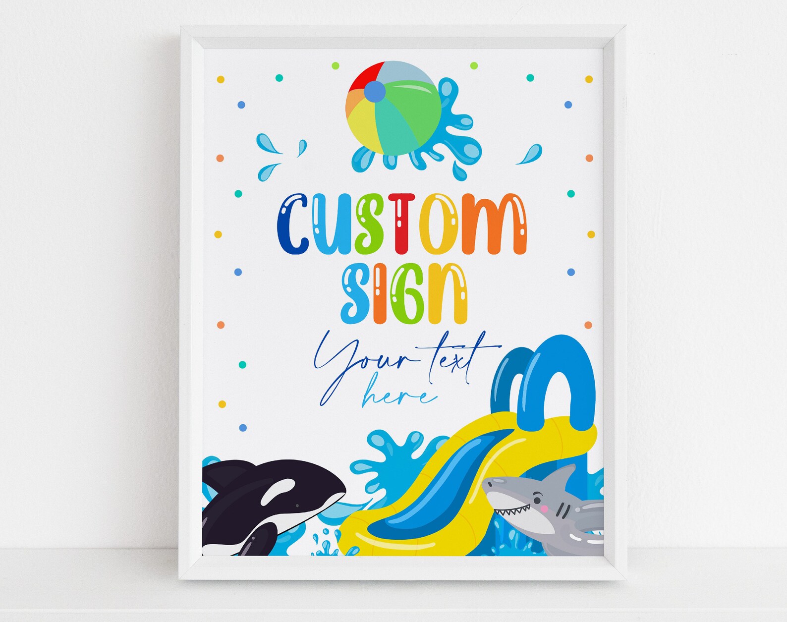 Printable Pool Party Custom Sign EDITABLE Table Signs Summer Etsy
