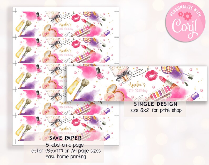 Spa Party Drink Labels Pamper Party Water Bottle Label Girls Etsy