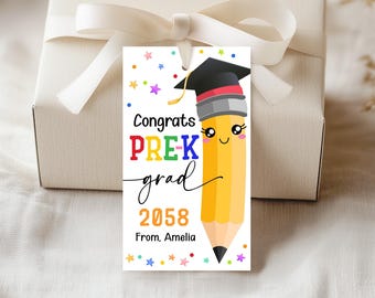 Congrats Pre-K Grad Gift Tag Preschool Graduation Treat Bag Tag End of School Year Gifts Graduate Cap Student Teacher Pencil Printable GD01Y