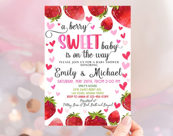 Strawberry shortcake hotsell baby shower invitations