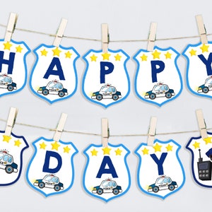 Polizei Geburtstagsbanner Junge 1. Geburtstag Party Dekoration Polizist Girlande Polizist ruft alle Einheiten Cop Auto EDITIERBARE Foto Prop BT29B